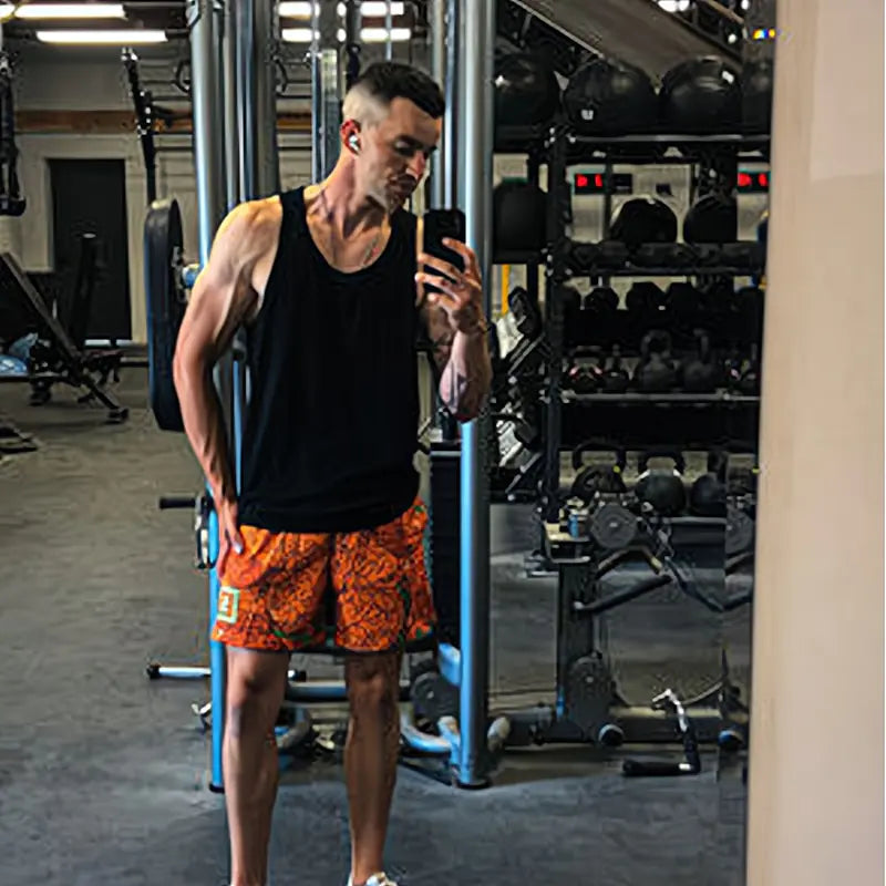 Cartoon Print Gym Shorts Quick Dry Mesh