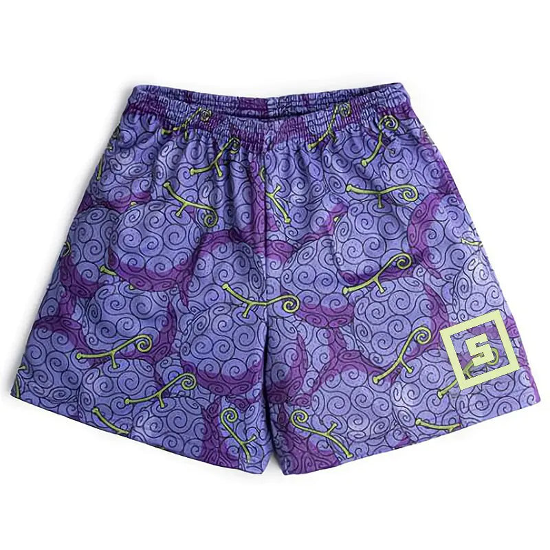 Cartoon Print Gym Shorts Quick Dry Mesh