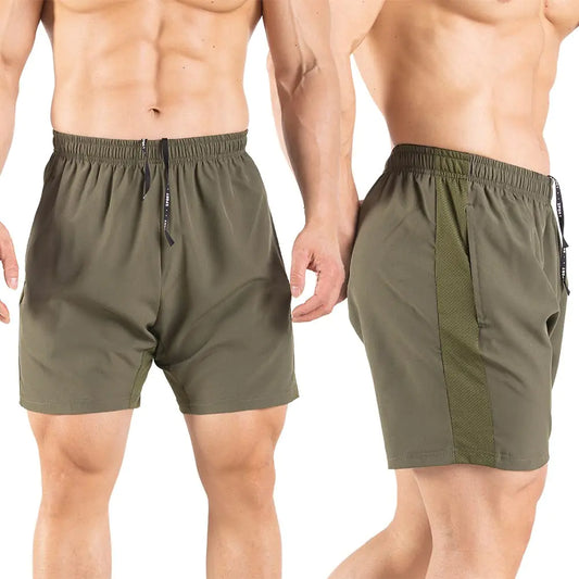 Men's 5" Running Shorts 2 Pack Quick Dry Athletic Workout Gym Shorts with Zipper Pockets Medium Navy/Green